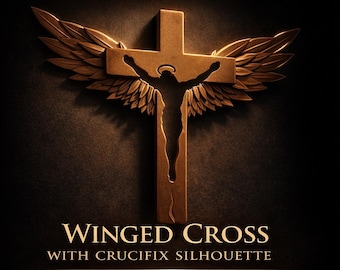 Geflügeltes Kreuz STL-Datei | Kruzifix Silhouette Wand Dekor (Digitaler Download)