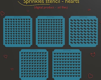Streusel Schablone. Herzen Set bestehend aus 5 Stück. (digitales Produkt .stl Dateien)