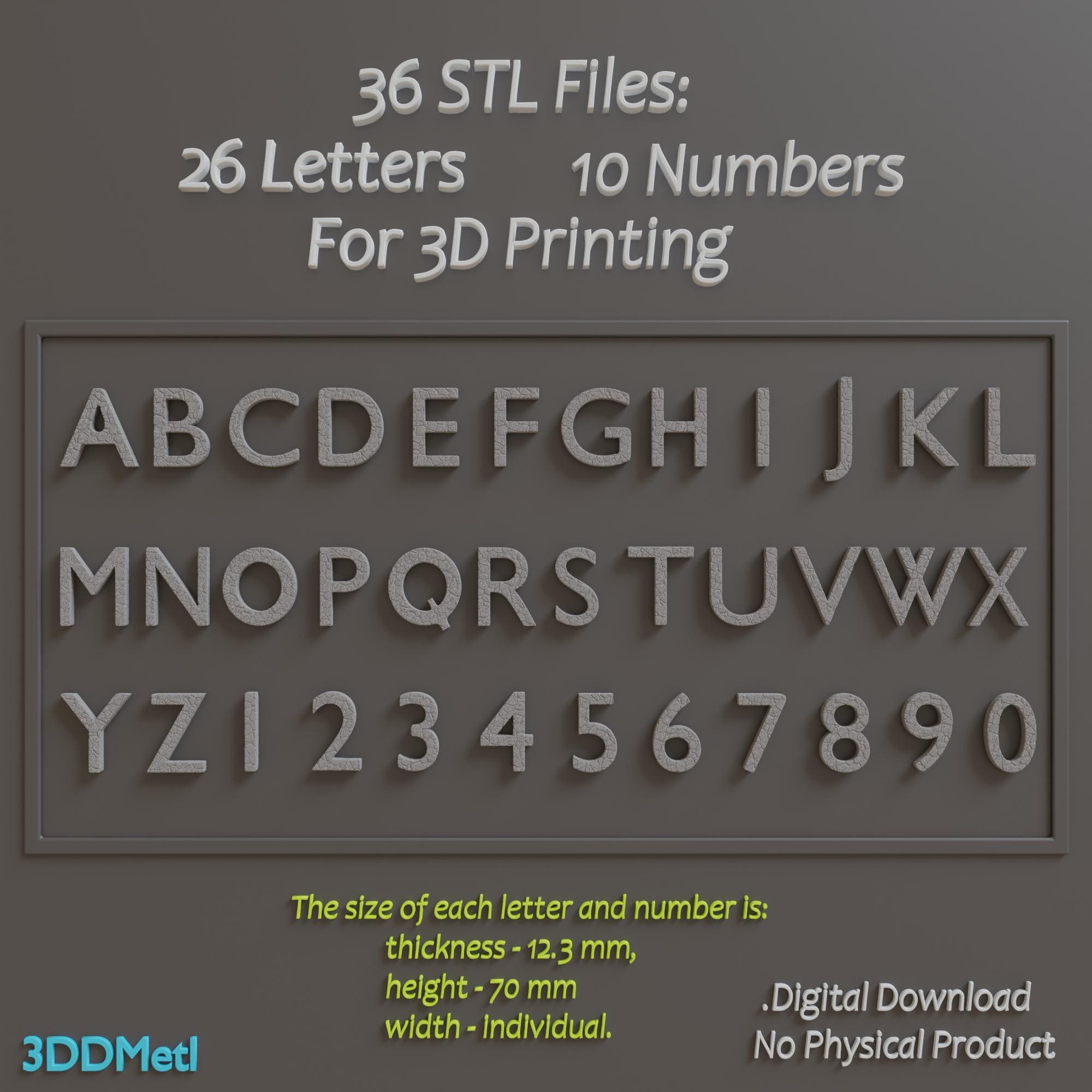 Stl Letters Stone Style Alphabet STL – 3D Printable Letters and Numbers - Etsy
