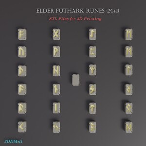 Elder futhark runes (24+1) STL files for 3d printing