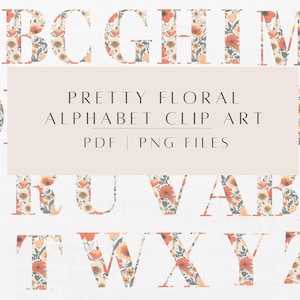Pretty Floral Alphabet Clip art png & pdf | abc Clipart | Letter Clipart | Flower Letters | Clip Art Alphabet | ABC Printable Graphics