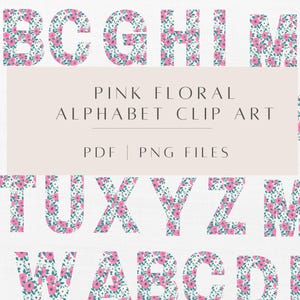 Flower Letters Pdf Alphabet Clipart Featuring ABC Pink Flower Alphabet | Clipart Alphabet Png Flower Letter Print for Goodnotes