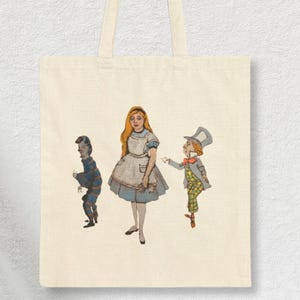 Borsa Caterpillar Alice nel Paese delle Meraviglie, borsa Cappellaio Matto con arte vintage di Alice nel Paese delle Meraviglie di Chic Canvas Totes