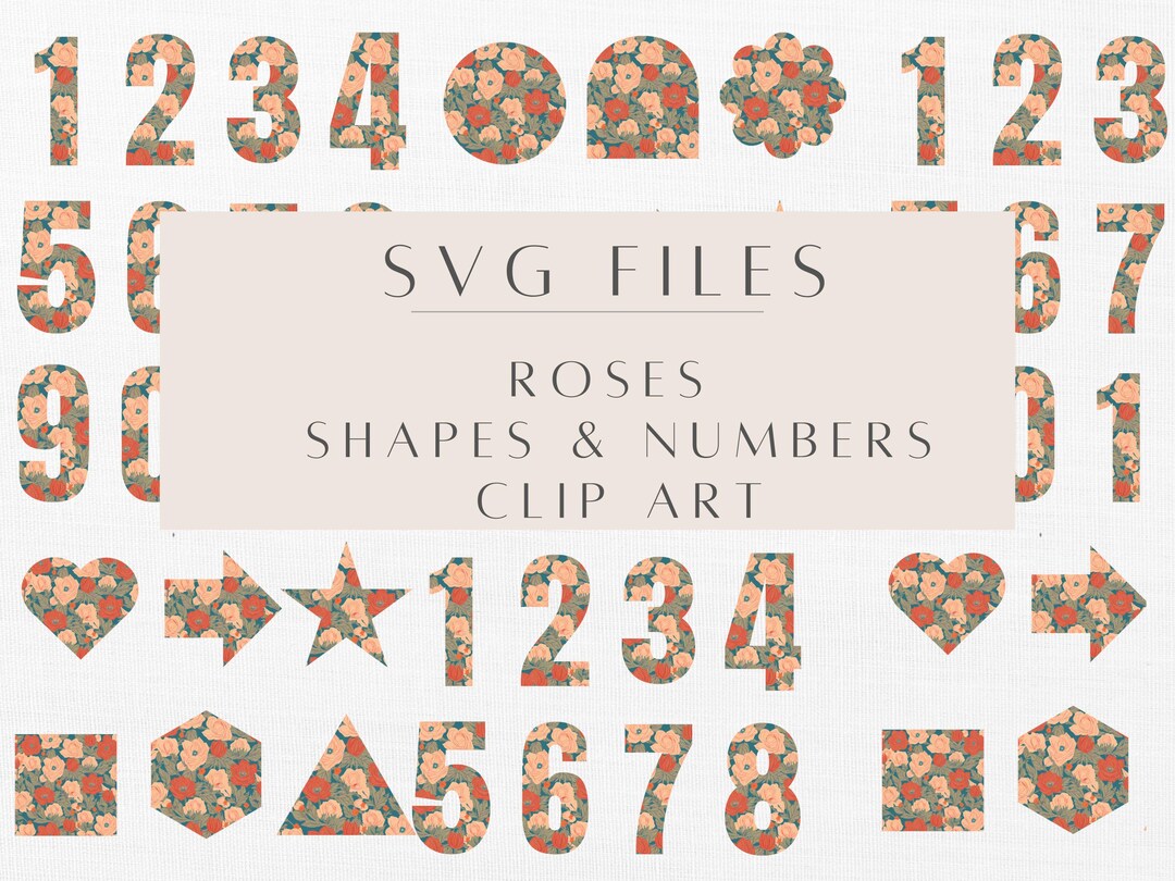 Rose Numbers SVG: Victorian Botanical Calligraphy Set (digital Download ...