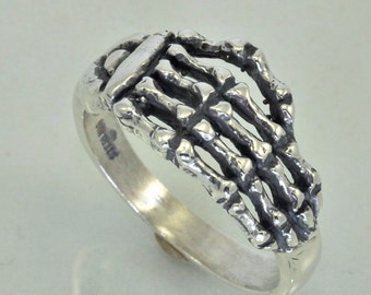 Large Silver Skeleton Hand Ring