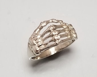 White Gold Skeleton Hand Ring