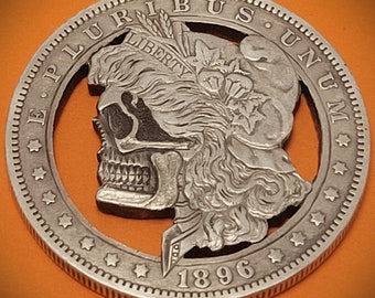 186 Morgan Silver Dollar Skulled out With Background Pierced Out