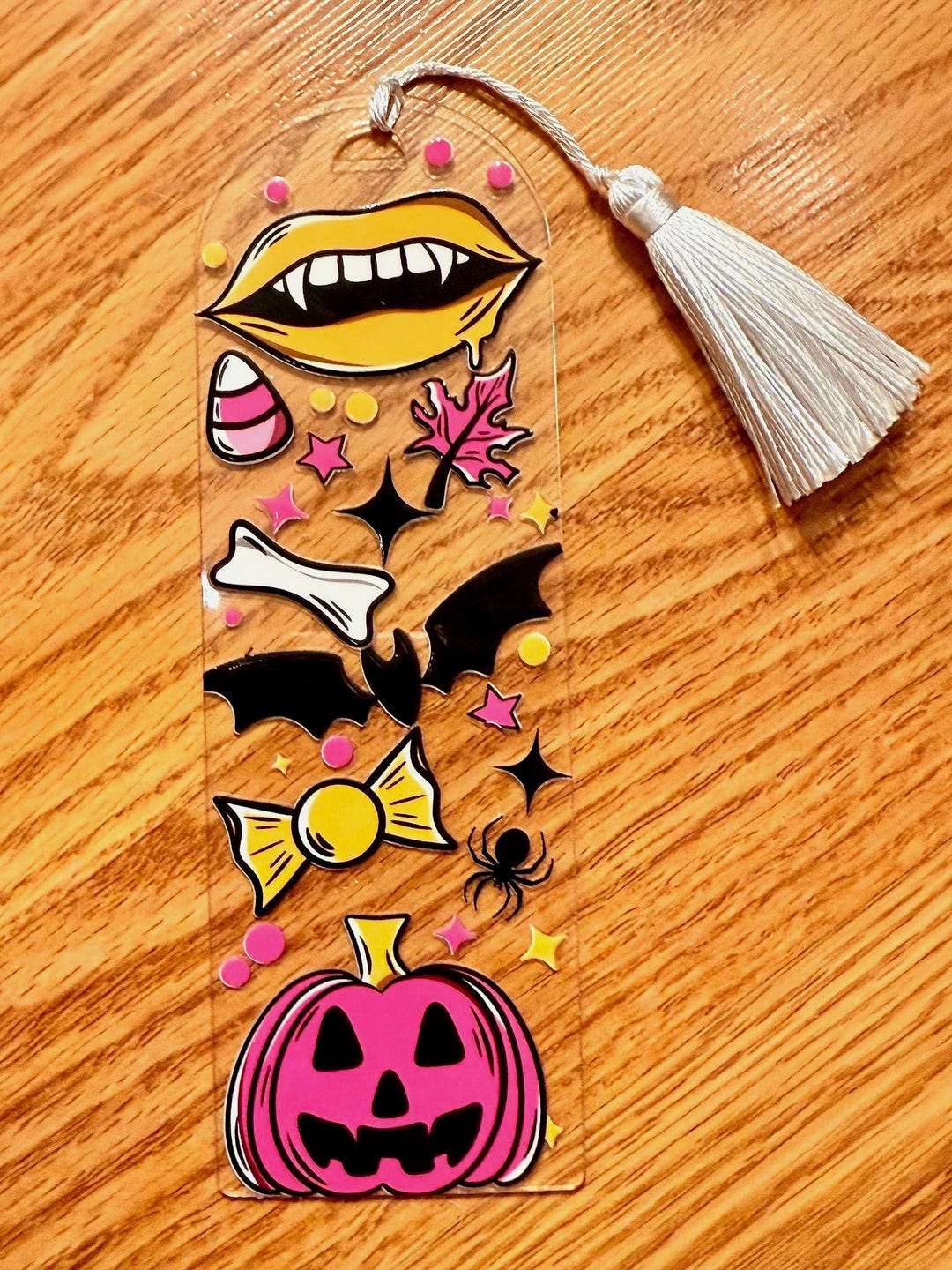 Pink Halloween Bookmark | Spooky Cute Acrylic Bookmark With Tassel ...