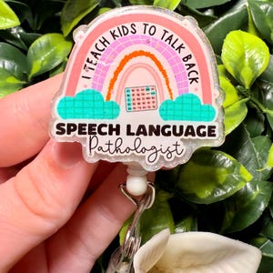SLP Badge Reel: Rainbow Speech Language Pathologist ID Holder