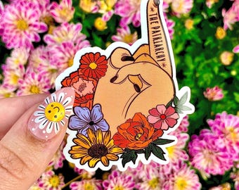 Feminist Floral Sticker | F the Patriarchy Glossy Vinyl Decal, Funny Political Waterproof Sticker for Laptop, Water Bottle & Journal