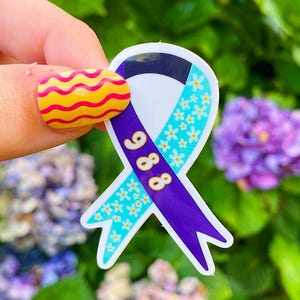 Mental Health Floral Sticker | 988 Suicide Prevention Awareness Ribbon Waterproof Vinyl Decal