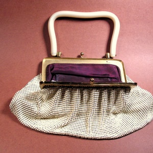 Whiting and Davis mesh evening bag purse midcentury 1950s image 5