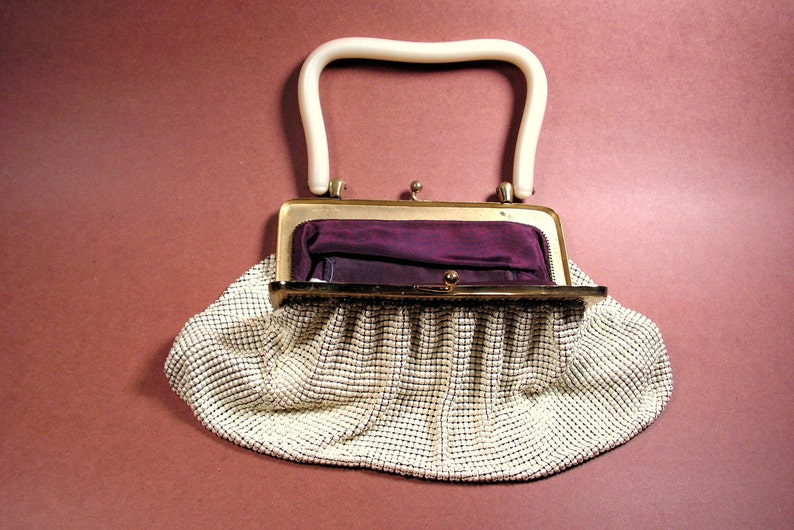 Whiting and Davis mesh evening bag purse midcentury 1950s image 5