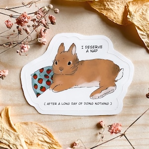 Pegatina de conejito adorable, divertida pegatina de vinilo de conejito, regalo para amantes de los conejos