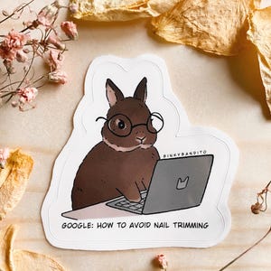 Pegatina de conejito adorable, divertida pegatina de vinilo de conejito para computadora, regalo para amantes de los conejos
