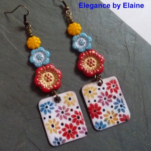 Towers of Flowers Earrings, Florals, Fun Flower Earrings, Colorful Earrings, Spring Earrings image 4