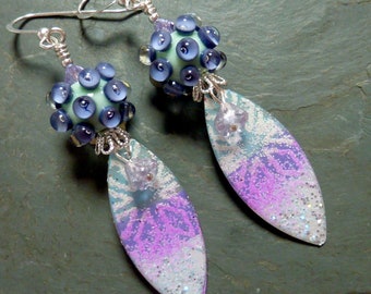 Silvery Lavender Earrings, Ethereal Earrings, Handmade Earrings, Pastel