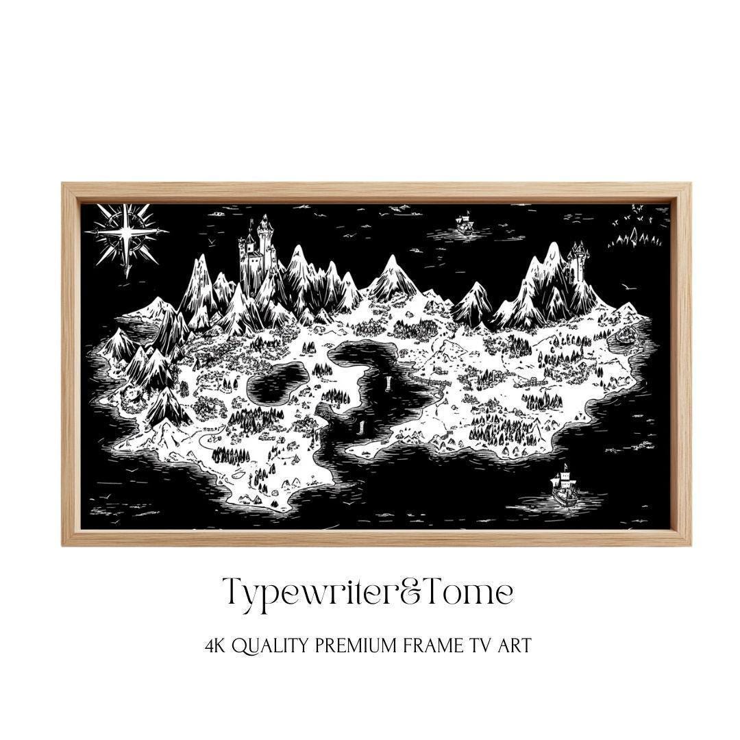 Fantasy Map Inverted Frame TV Art Instant Digital Download Home Decor ...