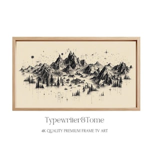 Fantasy Karte Königreich Karte TV Kunst Sofortiger digitaler Download Wohnkultur Berglandschaft Schwarzweiß Buchliebhaber Magisches Reich Whimsy Charme