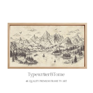Fantasy Karte handgezeichnet Rahmen TV Art Sofortiger digitaler Download Wohnkultur Buch Liebhaber Berglandschaft Meer Dörfer Piraten Feen Hexen
