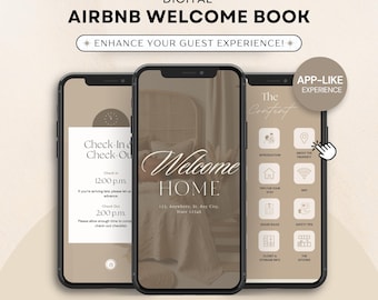 Digital Airbnb Welcome Book Mobile Template: Editable Canva Guidebook