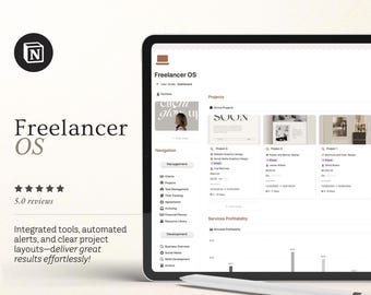 Plantilla de sistema operativo Notion Freelancer: gestión de proyectos, seguimiento de clientes y facturas