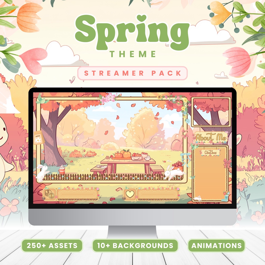 Spring Streamer Pack - Twitch Overlay Pack With Cute Seasonal ...