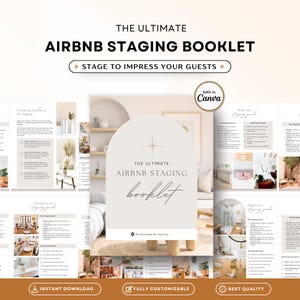 Airbnb Staging Booklet - Customizable Canva Template with Room-by-Room Staging Tips, Cleaning Checklists, and Photography Advice