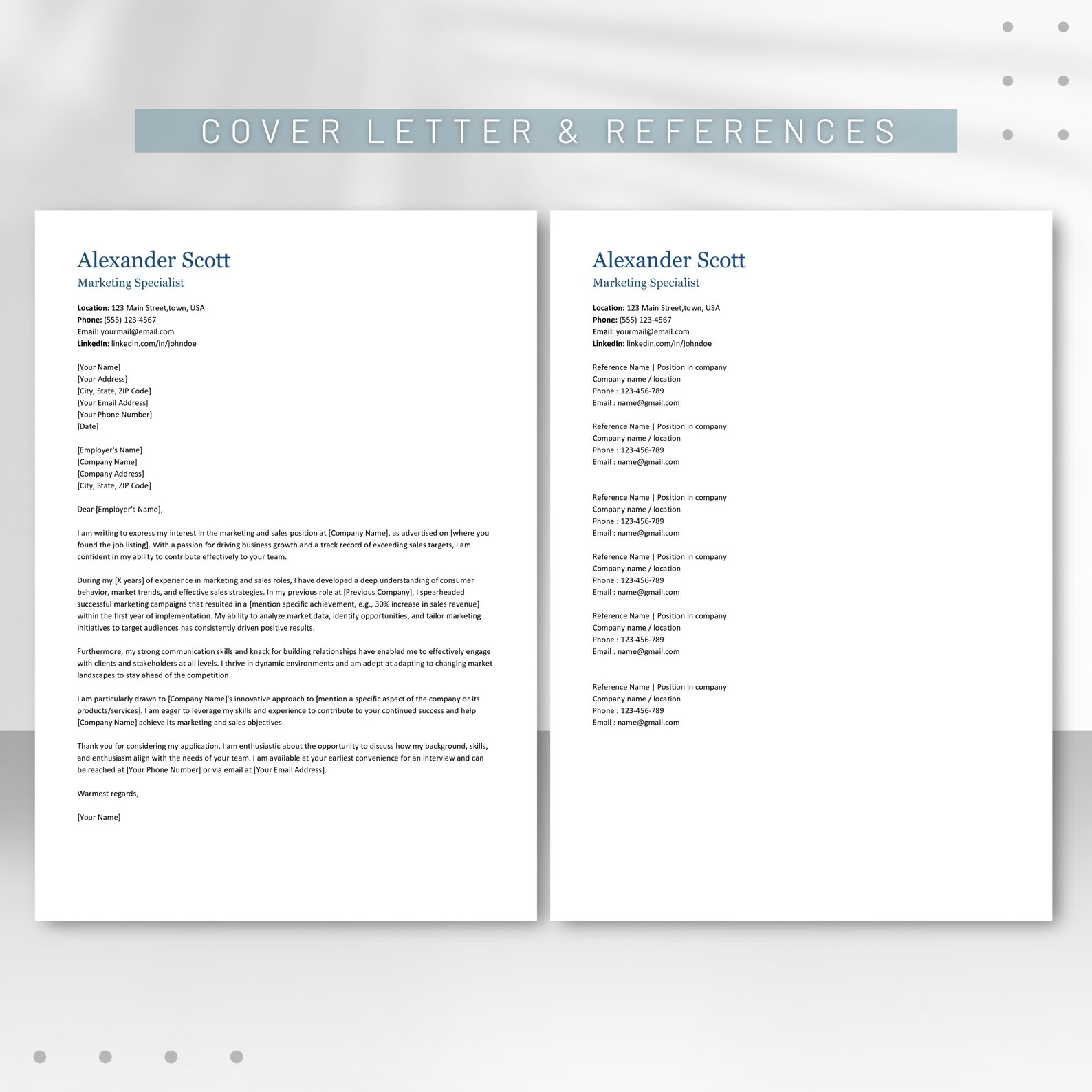 ATS Friendly Resume and Cover Letter Template | Minimalist CV for Word ...