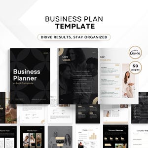 Business Plan Template Printable, Small Business Planner, Start Up Workbook, Side Hustle Planner, Canva Template, Marketing Plan Template