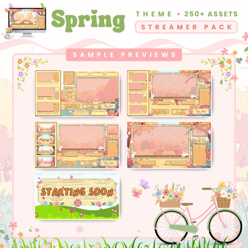 Spring Party Streamer Spring Streamer Pack - Twitch Overlay Pack With Cute Seasonal ...