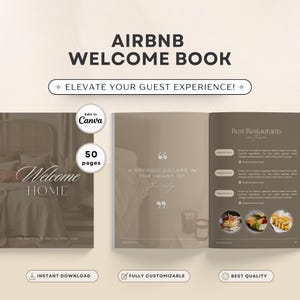 Sjabloon Airbnb welkomstboek als welkomstboek voor vakantiewoning, VRBO-welkomstboek, bewerkbaar Airbnb-gastenboek, huishandleiding, Airbnb-gids
