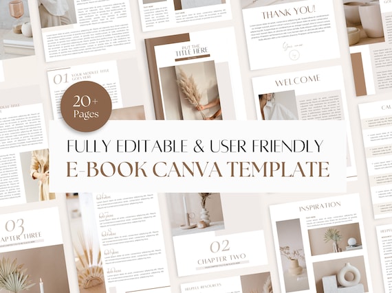 Customizable E-Book Canva Template | Aesthetic Beige and Brown Ebook Design | Minimal Ebook Cover & Inside Pages | A4 and US Letter Size