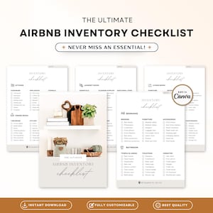 Airbnb Inventory Checklist - Customizable Canva Template for Hosts, Essential Items Tracker for Vacation Rentals and Airbnb Setup