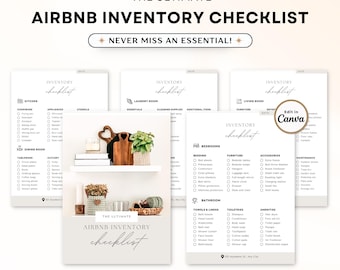 Airbnb Inventory Checklist - Customizable Canva Template for Hosts, Essential Items Tracker for Vacation Rentals and Airbnb Setup