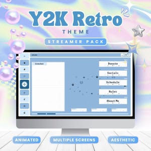 Pacchetto Streamer Retro Y2K: Overlay e sfondi animati per Twitch