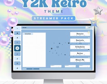 Pacote de Streamer Retro Y2K: Sobreposição e Planos de Fundo Animados para Twitch