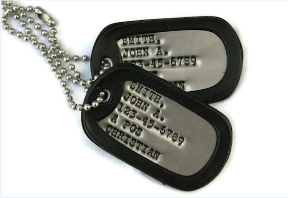 Real Debossed Military Dog Tags Dogtags Custom Personalized Made