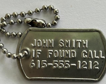 Custom Embossed Mini Military Dog Tag Dogtag Personalized Made In USA For Bag Tag Necklace Or Keychain
