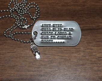 Army Wife Dog Tag with Flip Flop Charm FREE SHIPPING