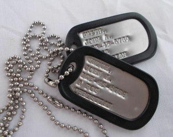Real Debossed Military Dog Tags Dogtags Custom Personalized Made In USA by a Veteran