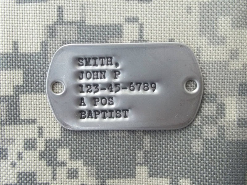 Real SINGLE Debossed Military Dog Tag Dogtag Personalized Customized For You