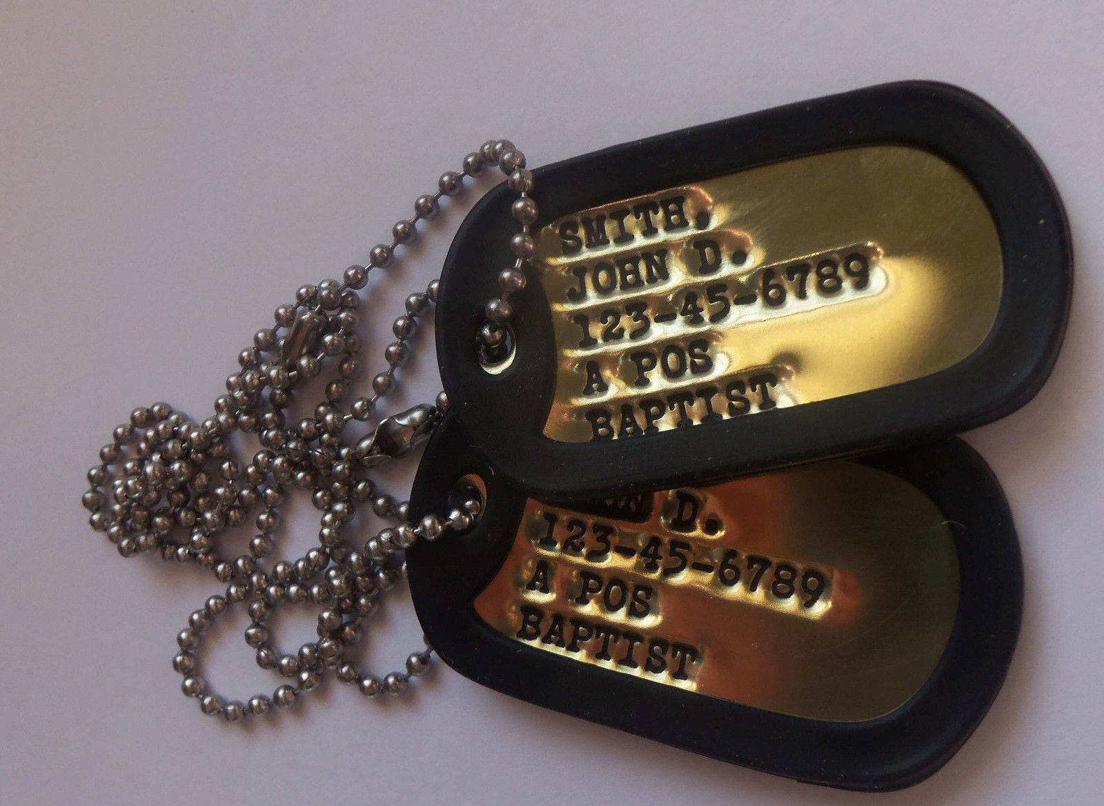 Real SINGLE Debossed Military Dog Tag Dogtag Personalized Customized For You