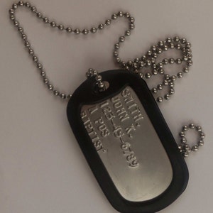 Single Embossed Genuine Military Issue Dog Tag