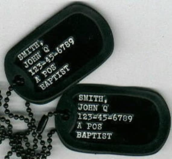 Real SINGLE Debossed Military Dog Tag Dogtag Personalized Customized For You