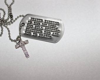Matthew 21:22 Dog Tag with Cross Charm FREE SHIPPING