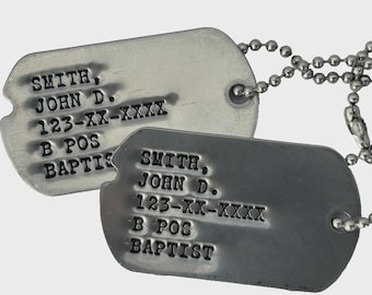Real Notched Military Dog Tag Set