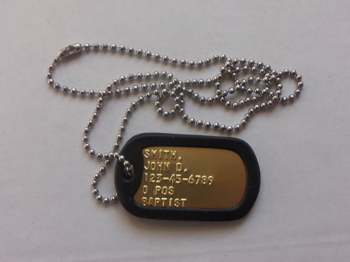 Single Brass Dog Tag Genuine Military Issue Made From Recycled Etsy