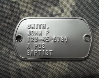 Real Embossed 2 Hole Military Dog Tag Made Just 4 You Personalized Custom FREE SHIPPING