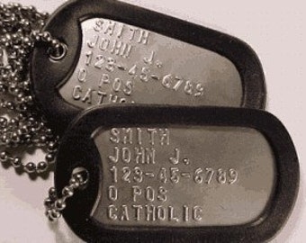 Dog Tags Genuine Military Issue Stainless Steel Personalized Custom